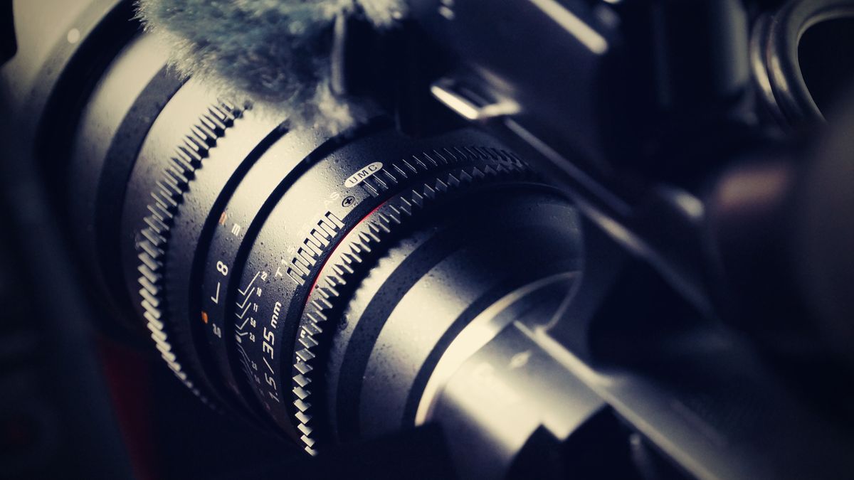 Macro shot of a professional camera lens